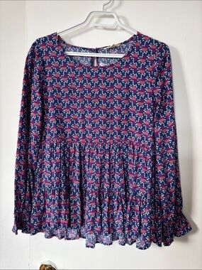 Jane and Delancey Navy Tunic with Pink Floral Print